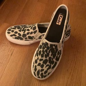 NWT! Keds Double Decker Leopard Natural slip on Sneakers!